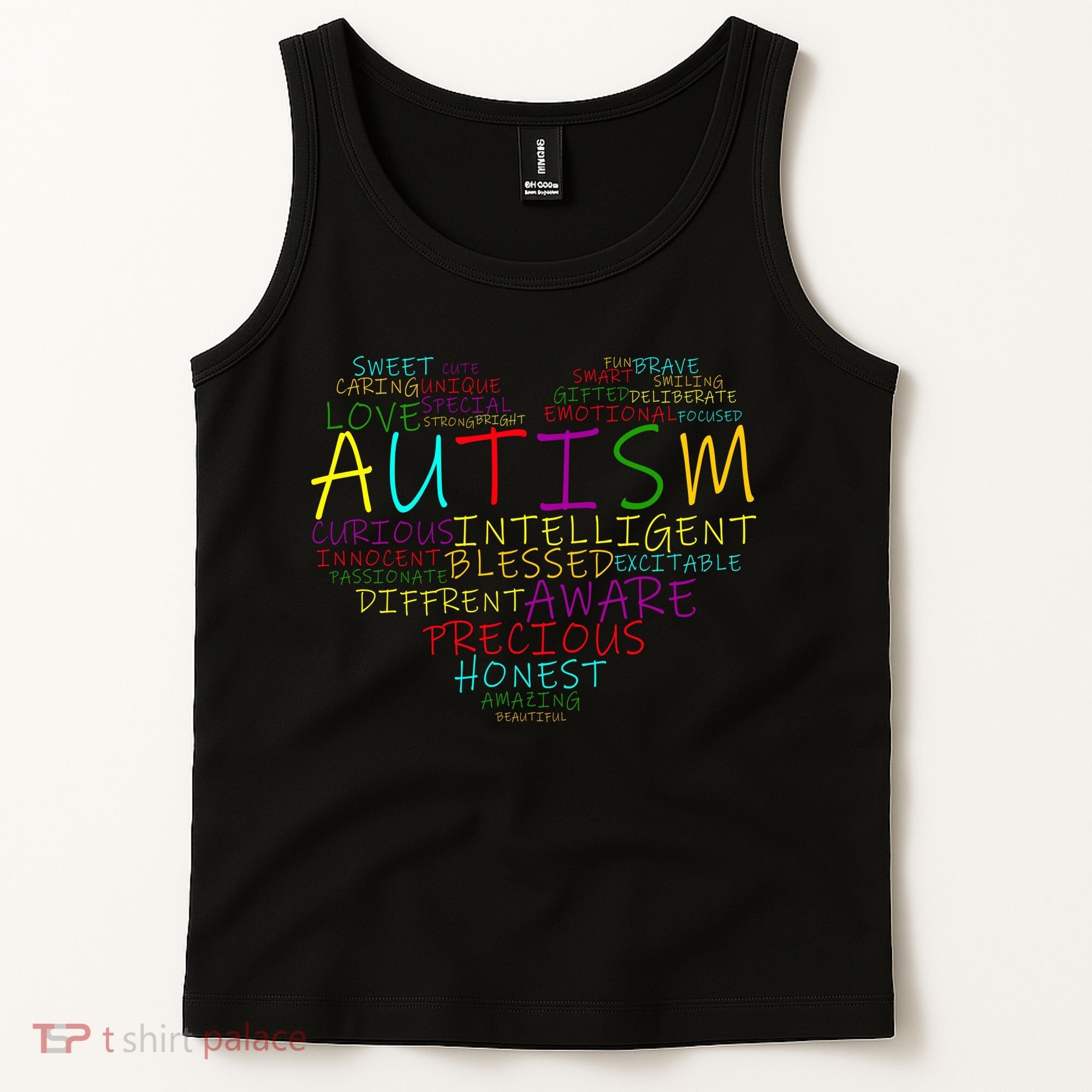 Autism Awareness Heart Words Of Love Tank Top