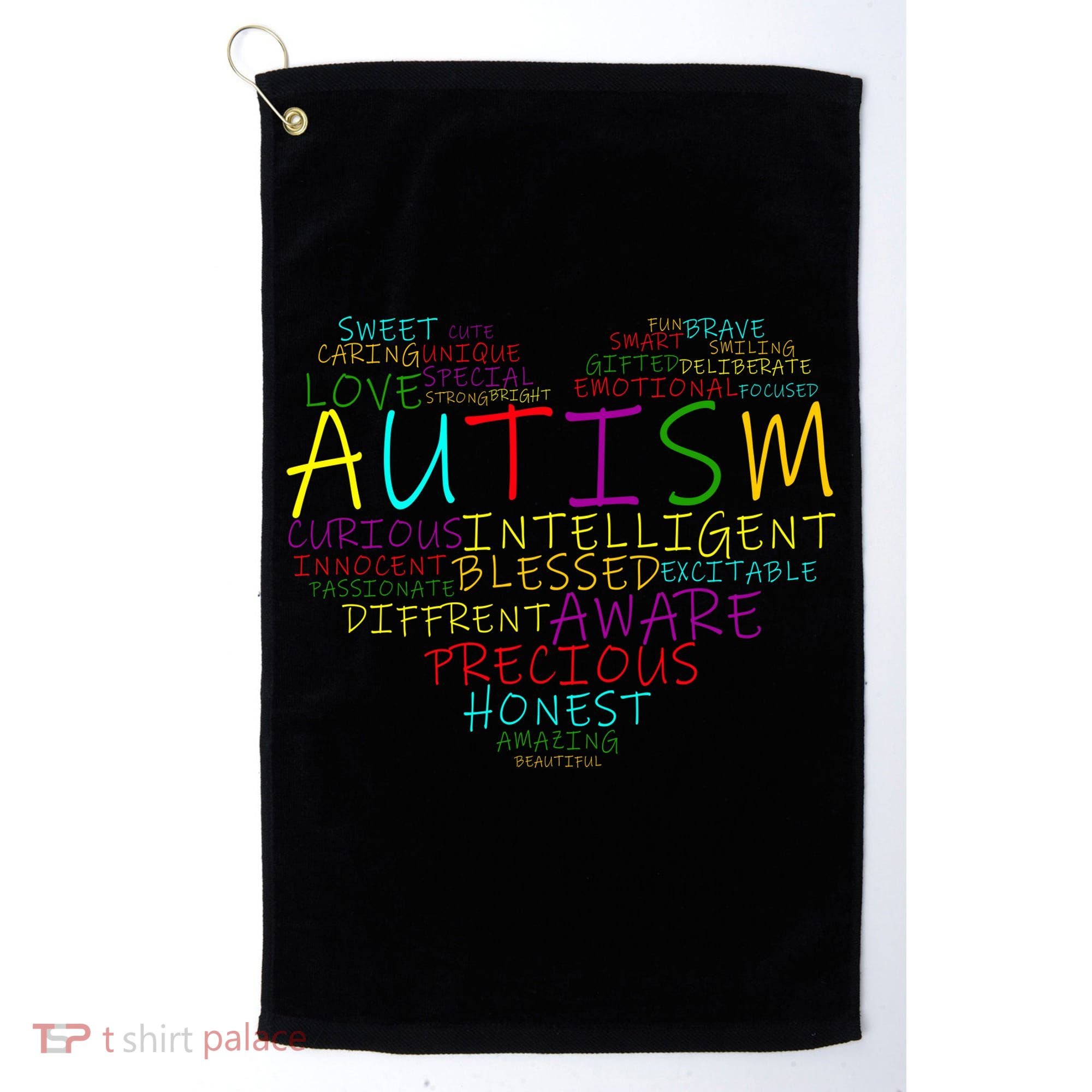 Autism Awareness Heart Words Of Love Golf Towel