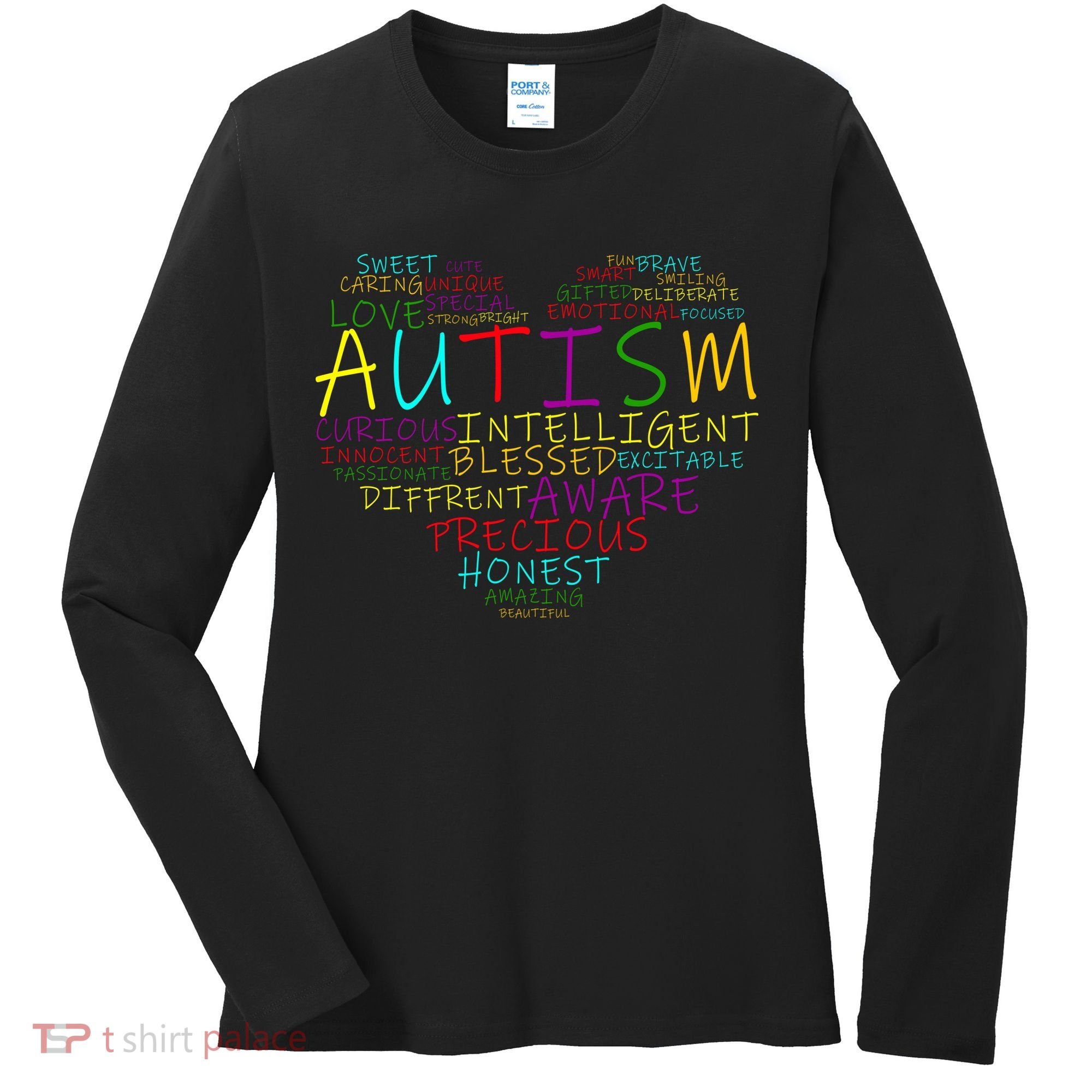 Autism Awareness Heart Words Of Love Women's Long Sleeve Shirt