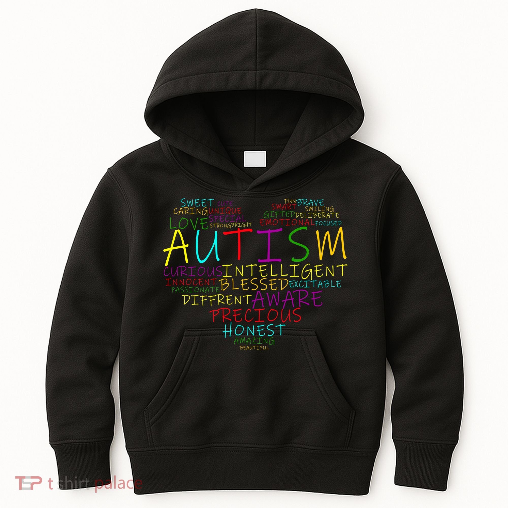 Autism Awareness Heart Words Of Love Kids Hoodie