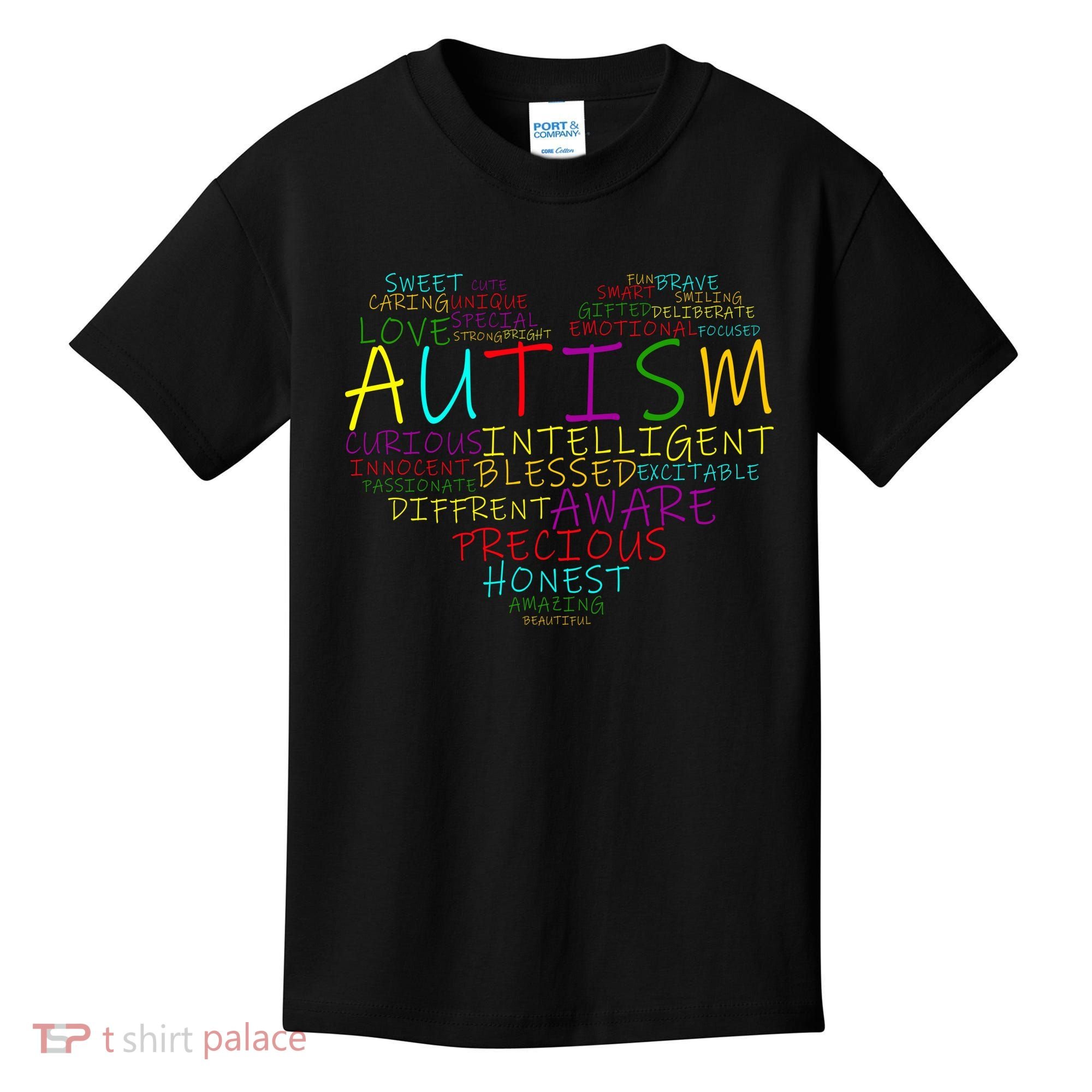 Autism Awareness Heart Words Of Love Kids T-Shirt