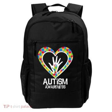 Autism Awareness Holding Hands Heart Puzzle Backpack