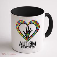 Autism Awareness Holding Hands Heart Puzzle Coffee Mug thumb 1