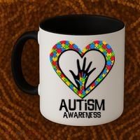 Autism Awareness Holding Hands Heart Puzzle Coffee Mug thumb 2