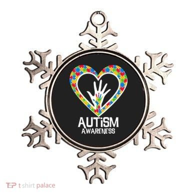 Autism Awareness Holding Hands Heart Puzzle Ornament