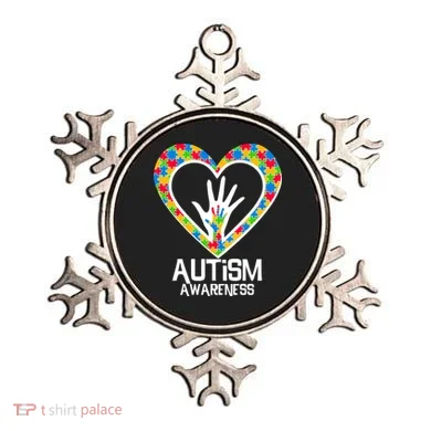 Autism Awareness Holding Hands Heart Puzzle Ornament