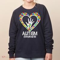Autism Awareness Holding Hands Heart Puzzle Women's Sweatshirt thumb 0