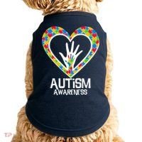 Autism Awareness Holding Hands Heart Puzzle Doggie Tank thumb 0