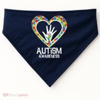 Autism Awareness Holding Hands Heart Puzzle USA-Made Doggie Bandana thumb 0