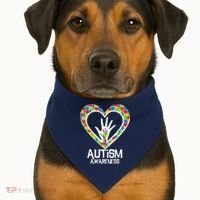 Autism Awareness Holding Hands Heart Puzzle USA-Made Doggie Bandana thumb 1