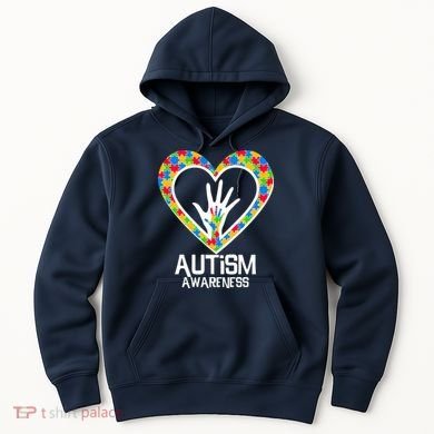 Autism Awareness Holding Hands Heart Puzzle Hoodie