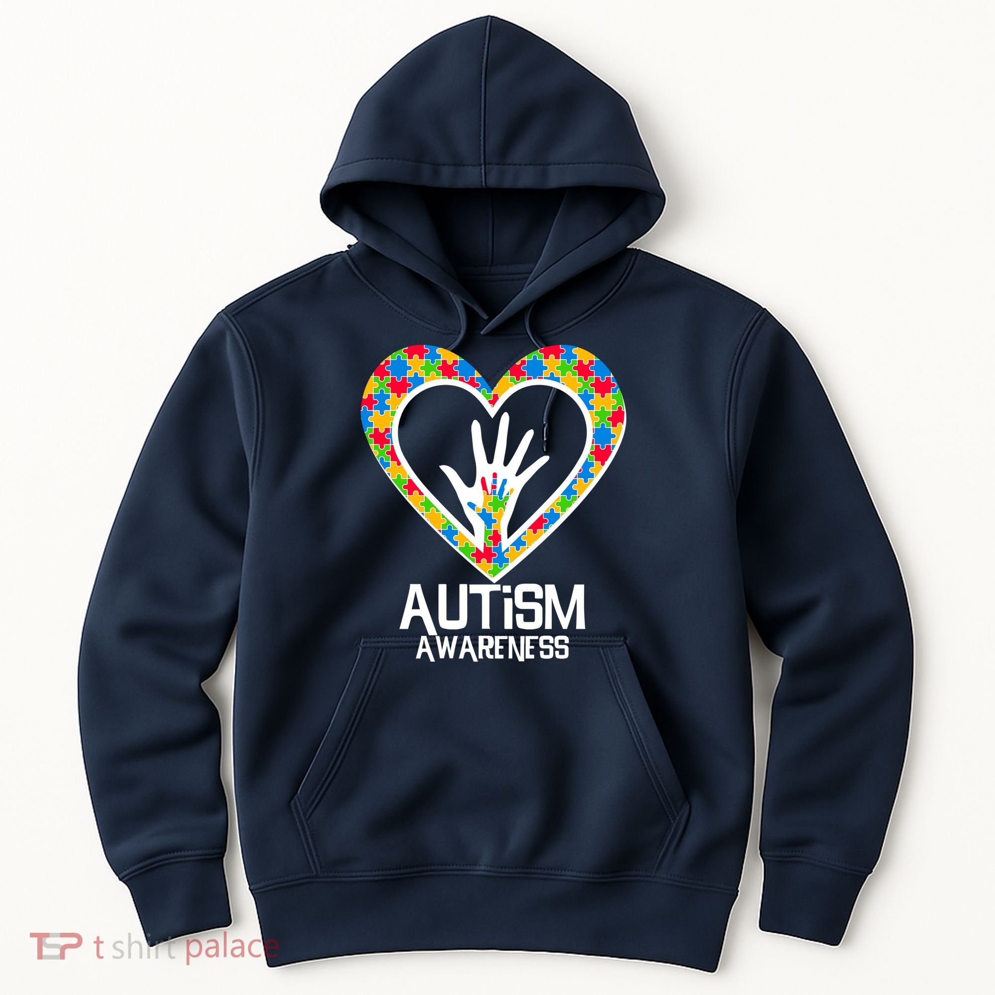 Autism Awareness Holding Hands Heart Puzzle Hoodie