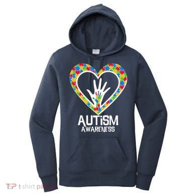 Autism Awareness Holding Hands Heart Puzzle Women's Hoodie