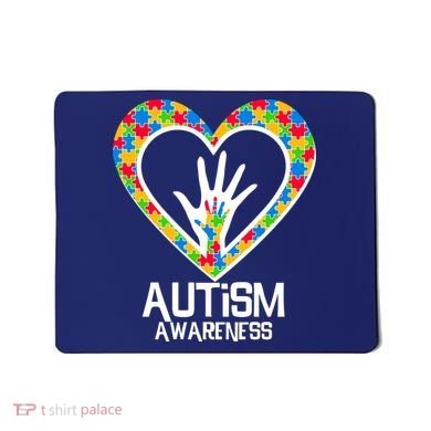 Autism Awareness Holding Hands Heart Puzzle Mousepad