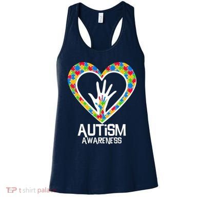 Autism Awareness Holding Hands Heart Puzzle Women's Tank Top