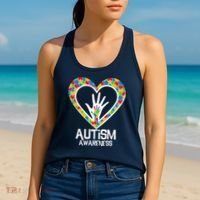 Autism Awareness Holding Hands Heart Puzzle Women's Tank Top thumb 2