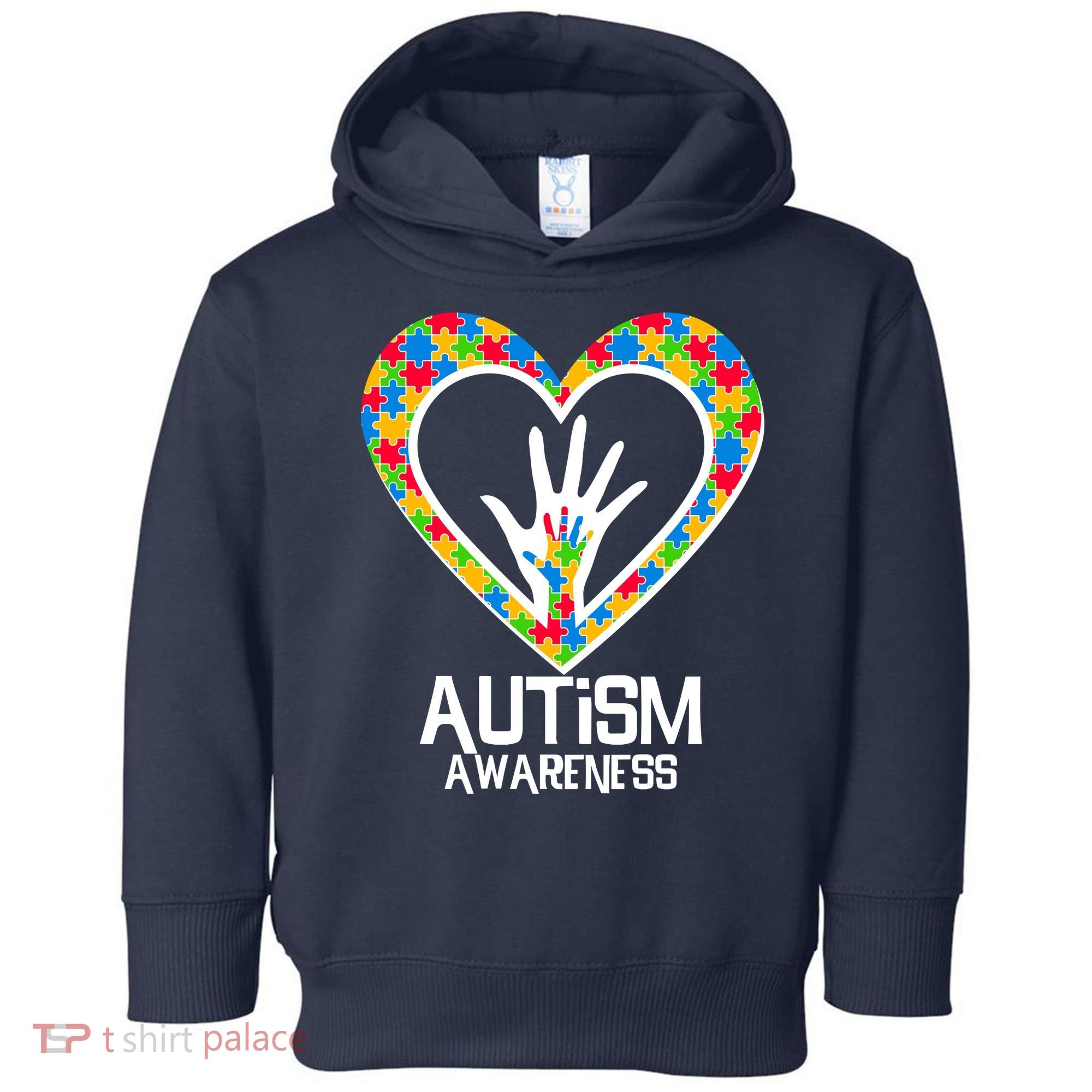 Autism Awareness Holding Hands Heart Puzzle Toddler Hoodie