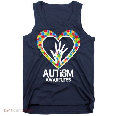 Autism Awareness Holding Hands Heart Puzzle Tank Top
