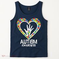 Autism Awareness Holding Hands Heart Puzzle Tank Top thumb 2