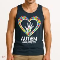 Autism Awareness Holding Hands Heart Puzzle Tank Top thumb 3