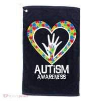 Autism Awareness Holding Hands Heart Puzzle Golf Towel thumb 0