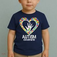 Autism Awareness Holding Hands Heart Puzzle Toddler T-Shirt thumb 2