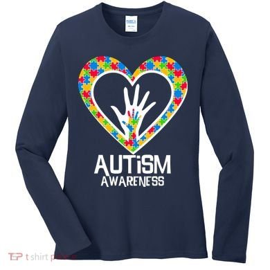 Autism Awareness Holding Hands Heart Puzzle Women's Long Sleeve Shirt