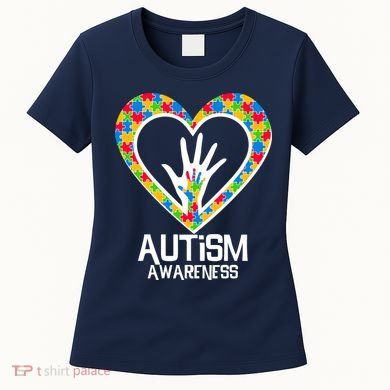 Autism Awareness Holding Hands Heart Puzzle Women's T-Shirt
