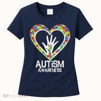 Autism Awareness Holding Hands Heart Puzzle Women's T-Shirt thumb 0