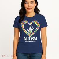 Autism Awareness Holding Hands Heart Puzzle Women's T-Shirt thumb 4