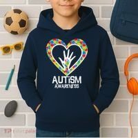 Autism Awareness Holding Hands Heart Puzzle Kids Hoodie thumb 2