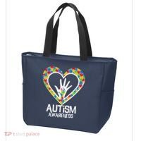 Autism Awareness Holding Hands Heart Puzzle Tote Bag thumb 3