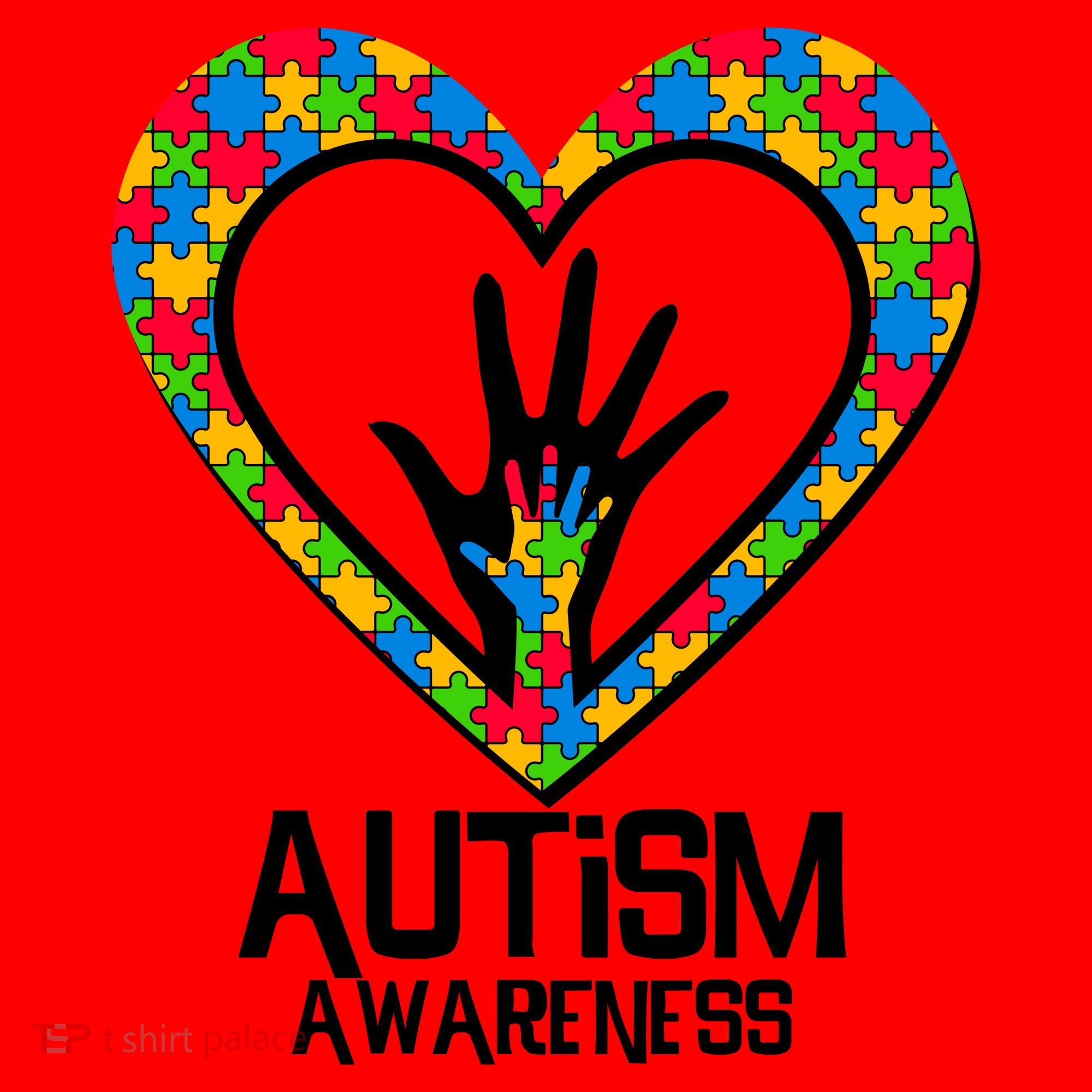 Autism Awareness Holding Hands Heart Puzzle Santa Hat