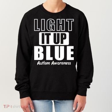 Autism Awareness Light It Up Blue Text Logo Women's Sweatshirt