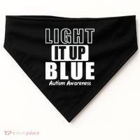 Autism Awareness Light It Up Blue Text Logo USA-Made Doggie Bandana thumb 0