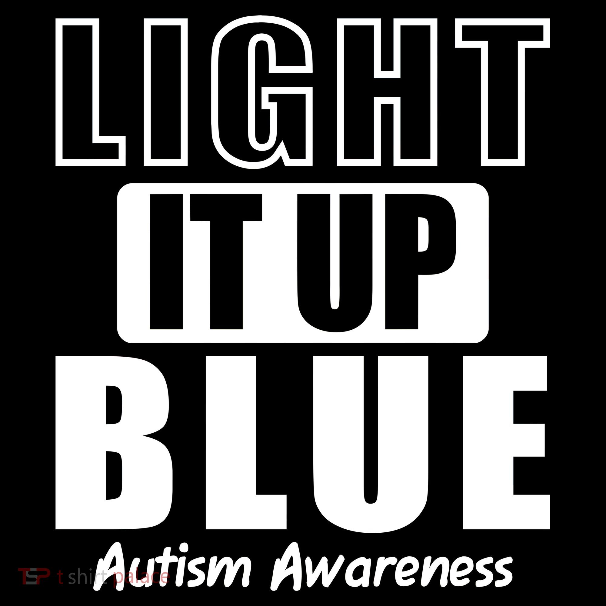Autism Awareness Light It Up Blue Text Logo USA-Made Doggie Bandana