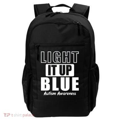 Autism Awareness Light It Up Blue Text Logo Backpack