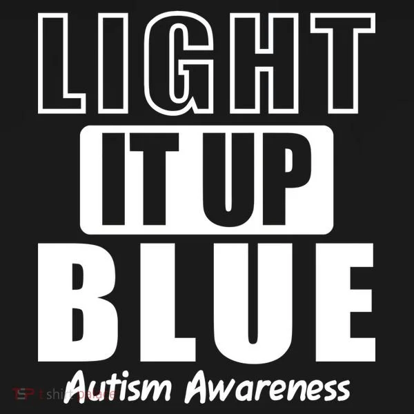 Autism Awareness Light It Up Blue Text Logo Bucket Hat