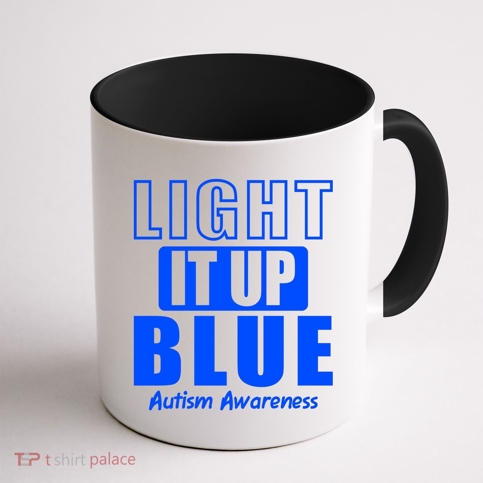 Autism Awareness Light It Up Blue Text Logo Coffee Mug