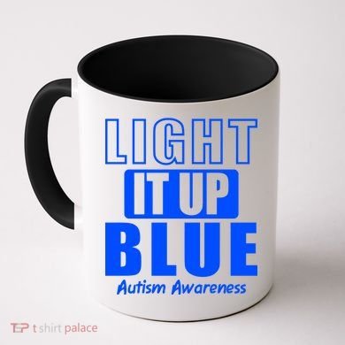 Autism Awareness Light It Up Blue Text Logo Coffee Mug
