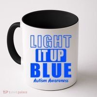 Autism Awareness Light It Up Blue Text Logo Coffee Mug thumb 0