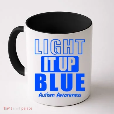 Autism Awareness Light It Up Blue Text Logo Coffee Mug
