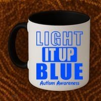 Autism Awareness Light It Up Blue Text Logo Coffee Mug thumb 2