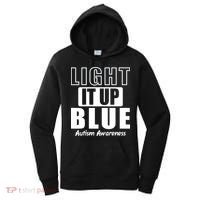 Autism Awareness Light It Up Blue Text Logo Women's Hoodie thumb 0