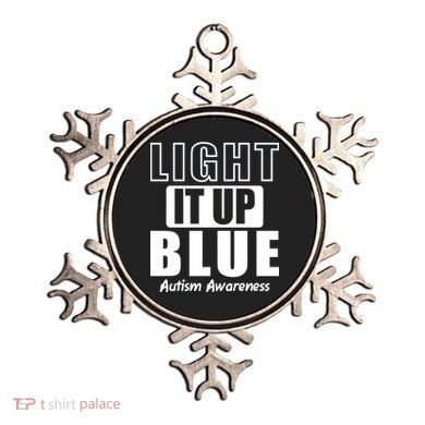 Autism Awareness Light It Up Blue Text Logo Ornament