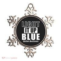Autism Awareness Light It Up Blue Text Logo Ornament thumb 0