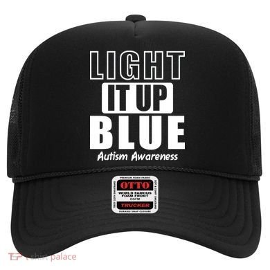 Autism Awareness Light It Up Blue Text Logo Hat