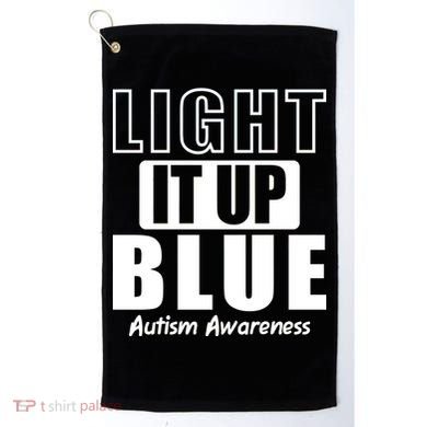 Autism Awareness Light It Up Blue Text Logo Golf Towel