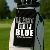 Autism Awareness Light It Up Blue Text Logo Golf Towel thumb 2