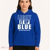 Autism Awareness Light It Up Blue Text Logo Hoodie thumb 5
